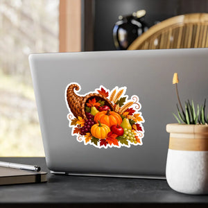 Thanksgiving harvest cornucopia kiss-cut vinyl decal - home decor decals