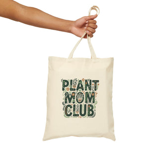 Plant Mom Club Canvas Tote — Botanical Reusable Market Bag