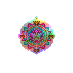 Colorful lotus mandala kiss-cut vinyl decal - home decor decals