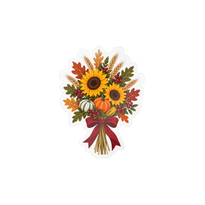 Autumn sunflower bouquet kiss-cut vinyl decal - home decor decals