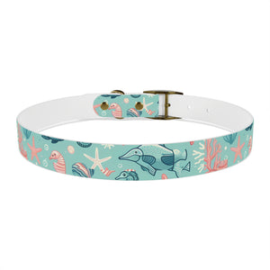 Sea Life Dog Collar — Aqua Fish & Coral Pattern for Pets