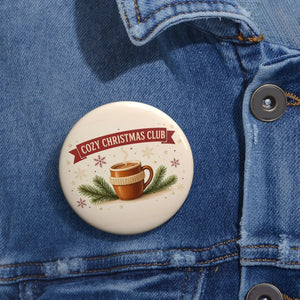 Cozy Christmas Club Pin Button – Holiday Hot Cocoa Enamel Badge