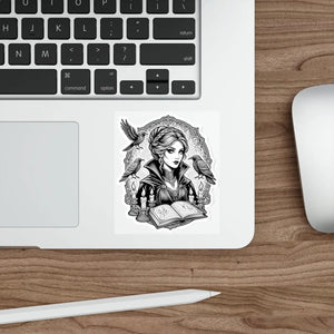 DipaliZ gothic witch and ravens die-cut vinyl sticker, standing figure