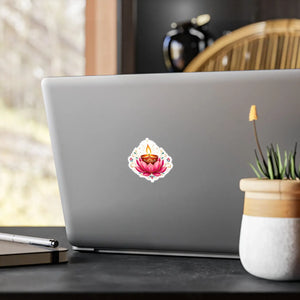 Lotus diya kiss-cut vinyl decal for diwali - home decor decals