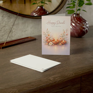 Happy diwali greeting card – floral diyas festival of lights design - cards