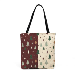 Holiday Pine Pattern Tote Bag — Woven Two-Tone Christmas Tree Design