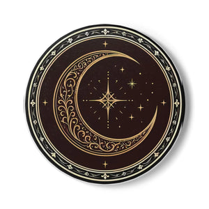 Ornate Crescent Moon coaster | Ceramic Coaster, Celestial Star Design