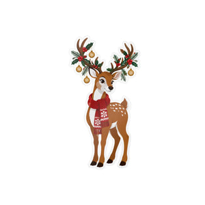Kiss-cut vinyl decal – festive christmas reindeer with antlers - home decor decals