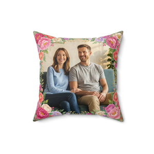 Floral Photo Pillow – Personalized Square Decorative Throw Pillow