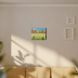 A scenery with a Squirrel and a Deer , Matte Canvas, Stretched, 0.75"