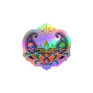 Diwali lotus paisley diyas kiss-cut vinyl decal - home decor decals