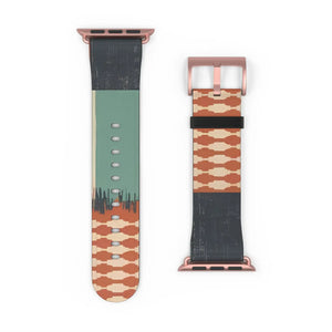 Boho Tie-Dye Watch Band – Green & Terracotta Patterned Apple Watch Strap