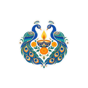Peacock diya kiss-cut vinyl decal - home decor decals