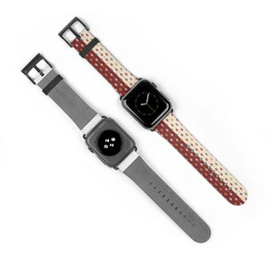 Vintage Holiday Pattern Watch Band — Red & Cream Nordic Stripe Apple Watch Band
