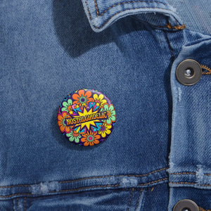 Nostalgic Psychedelic Pin Button — Retro Floral 60s/70s Vibe