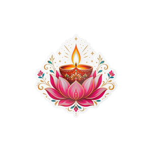 Lotus diya kiss-cut vinyl decal for diwali - home decor decals