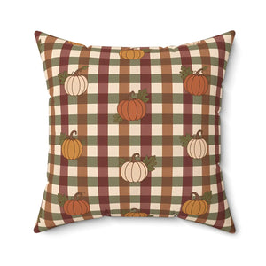 Autumn Pumpkin Plaid Pillow