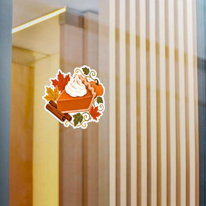 Autumn pumpkin pie kiss-cut vinyl decal - home decor decals