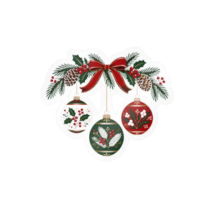 Christmas ornament wreath kiss-cut vinyl decal - home decor decals