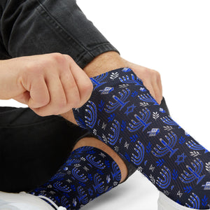 Blue Hanukkah Menorah Socks