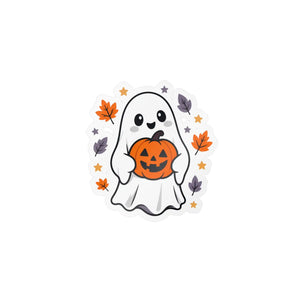 Cute ghost pumpkin halloween kiss-cut vinyl decal - home decor decals