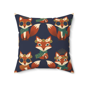 Whimsical Fox Pattern Throw Pillow — Cute Woodland Decorative Cushion