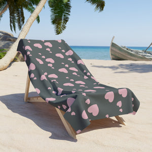 Pink hearts Beach Towel