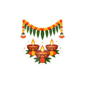 Diwali diyas and marigold toran kiss-cut vinyl decal - home decor decals