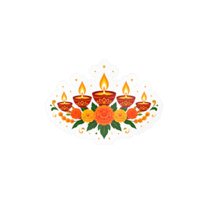 Diwali floral diyas kiss-cut vinyl decal - home decor decals