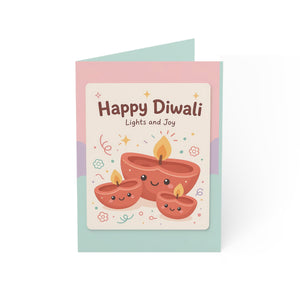 Personalized, Diwali Greeting Cards — 'Happy Diwali: Lights and Joy' Festive Card Pack (1/10/30/50 pcs)