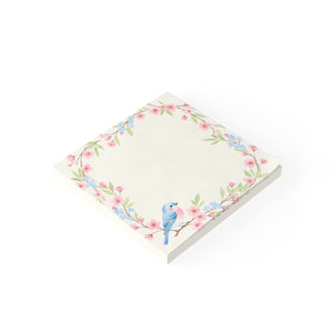 Floral Bluebird Post-it Note Pads — Spring Blossom Sticky Notes