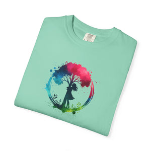 A girl hugging a tree World Environment Day Unisex Garment-Dyed T-shirt