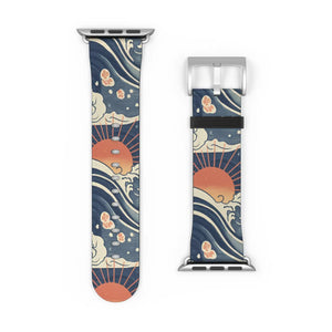 Sunrise wave watch band, japanese pattern apple strap - bands
