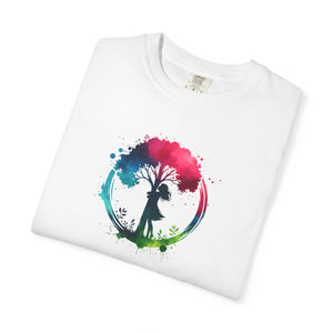 A girl hugging a tree World Environment Day Unisex Garment-Dyed T-shirt