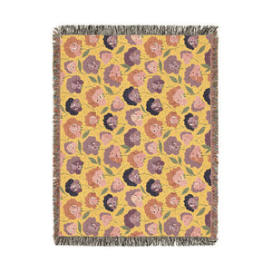 Floral Woven Blanket — Retro Rose Pattern Throw for Cozy Home Decor