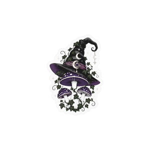 Mystical witch hat mushroom kiss-cut vinyl decal - home decor decals