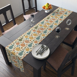 Autumn Pumpkins Table Runner — Fall Harvest Thanksgiving Kitchen Decor