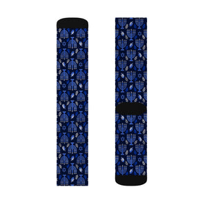 Blue Hanukkah Menorah Socks