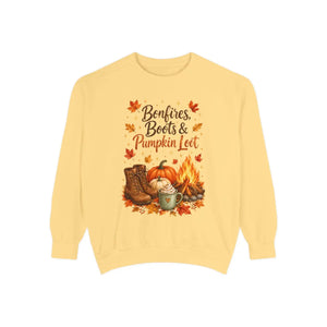 Three-line autumn lettering stacked on a DipaliZ pullover sweatshirt
