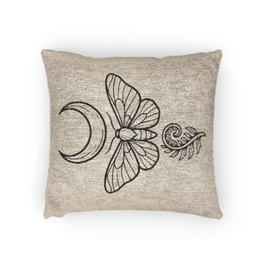 Open moth wing shape detail from the DipaliZ woven moth pillow