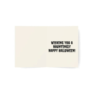 Halloween greeting card – cute ghost witch hat & jack-o’-lantern design - cards