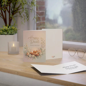 Happy diwali greeting card with floral diyas – festival of lights wishes - cards