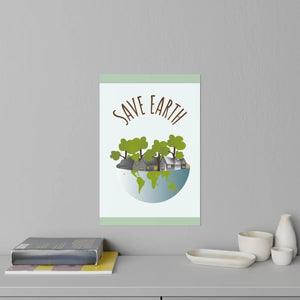 Save Earth Wall Decal – Eco-Friendly Globe Illustration for Home & Classroom