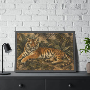 Framed paper poster – resting tiger in tropical jungle - posters