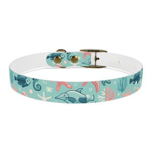 Sea Life Dog Collar — Aqua Fish & Coral Pattern for Pets