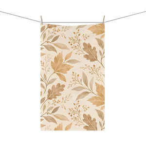 Hem detail of the DipaliZ watercolor autumn leaves kitchen towel