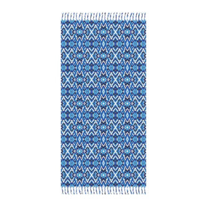 Boho Blue Beach Towel - Geometric Ikat Pattern - Dipaliz - 38’’ × 81’’ / Polyester - Home Decor