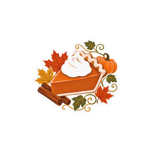 Autumn pumpkin pie kiss-cut vinyl decal - home decor decals