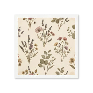 Floral Meadow Cocktail Napkins — Vintage Wildflower Botanical Party Napkins