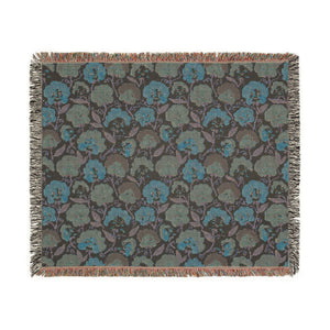 Floral Woven Blanket — Retro Rose Pattern Throw for Cozy Home Decor